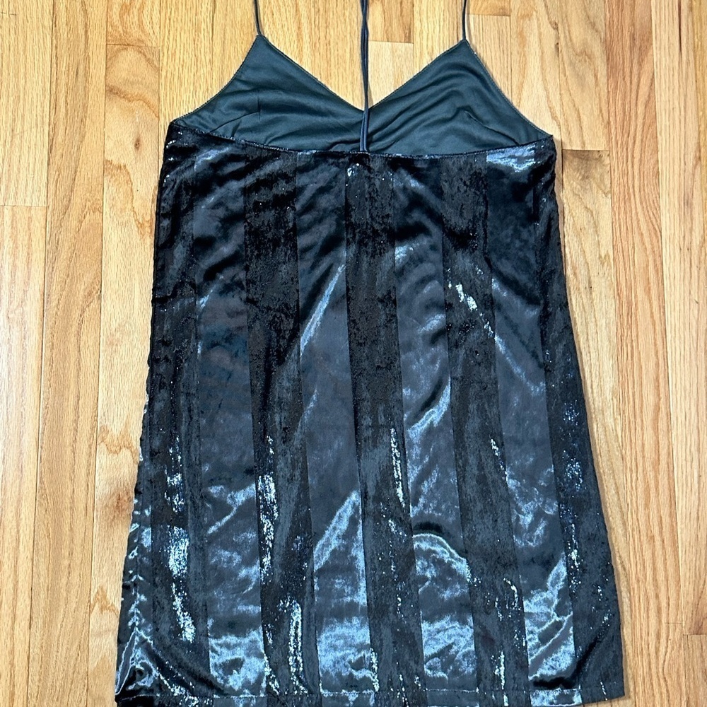 FARROW Elegant velvet sparkly striped Mini Dress - Picture 2 of 7